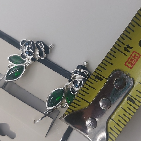 Napier Silver Tone Simulated Crystal Enamel Panda Earrings - Picture 11 of 14